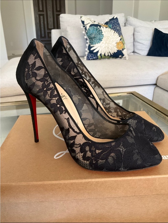 Christian Louboutin Shoes - Christian Louboutin Dorissima 100 black lace and suede heels, 39.5